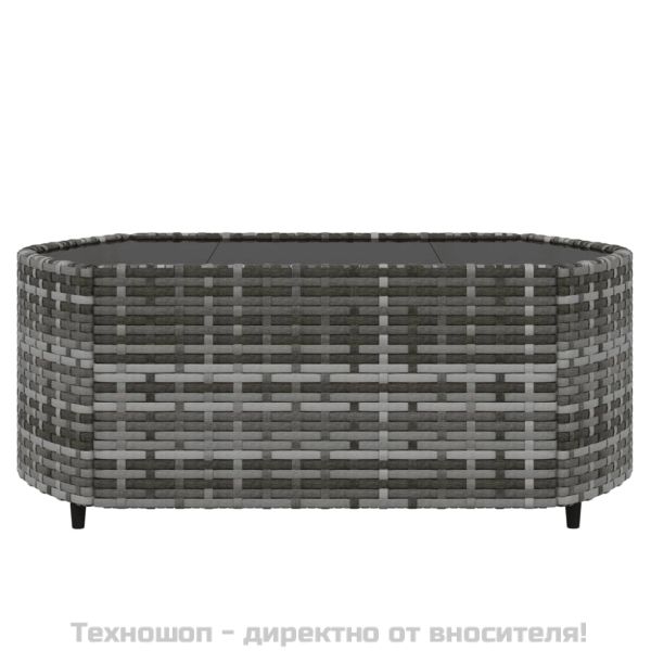 Градински лаундж комплект с възглавници 3 части сив полиратан