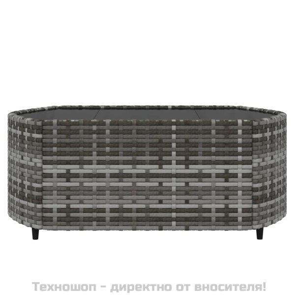 Градински лаундж комплект с възглавници 4 части сив полиратан