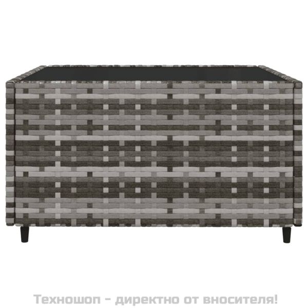 Градински лаундж комплект с възглавници 3 части сив полиратан