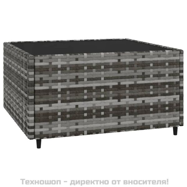 Градински лаундж комплект с възглавници 3 части сив полиратан