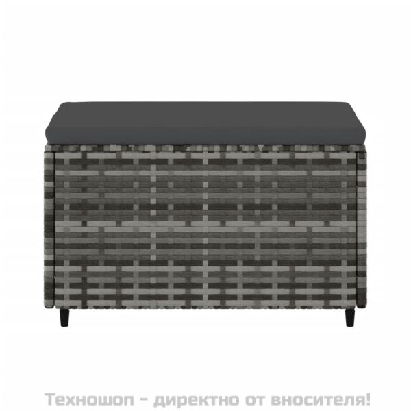 Градински табуретки с възглавници, 2 бр, сив полиратан