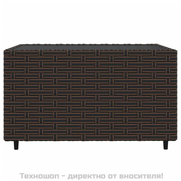 Градински комплект с възглавници, 3 части, кафяв, полиратан