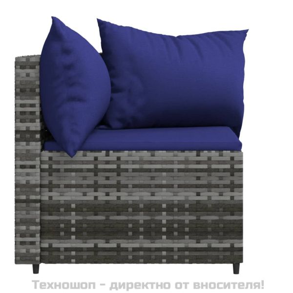 Градински ъглови дивани с възглавници, 2 бр, сиви, полиратан