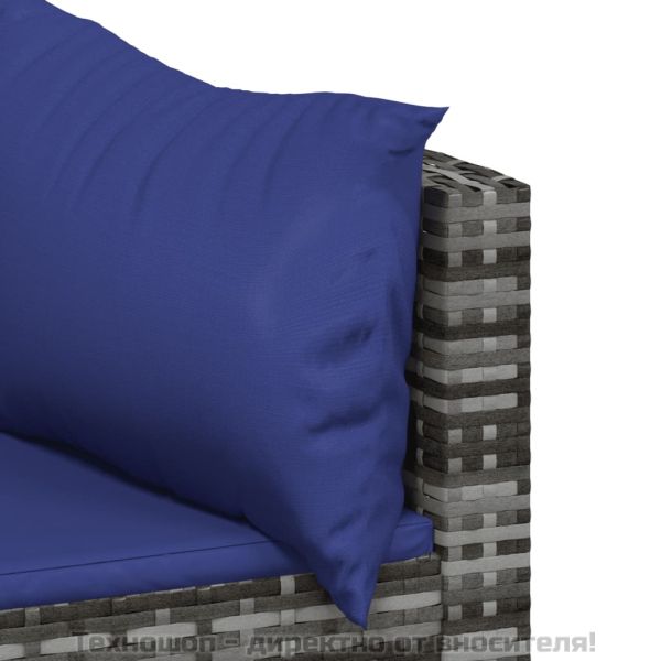 Градински ъглови дивани с възглавници, 2 бр, сиви, полиратан