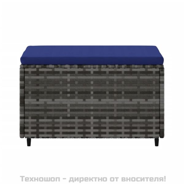 Градинска табуретка с възглавница, сива, полиратан