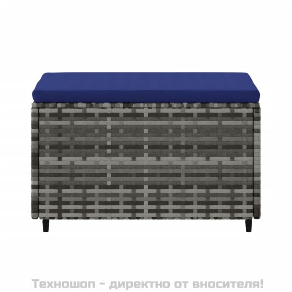 Градински табуретки с възглавници, 2 бр, сив полиратан