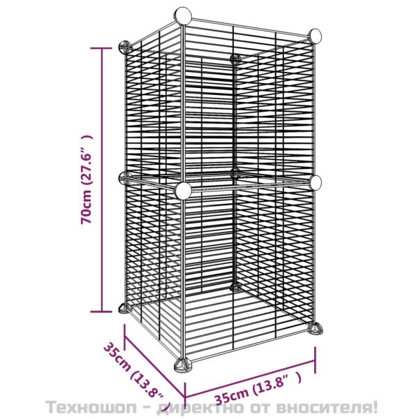 Клетка за домашни любимци, 8 панела, черна, 35x35 см, стомана