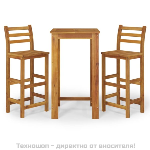 Градински бар комплект от 3 части, акация масив