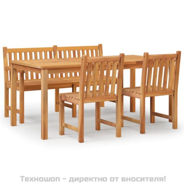 Градински трапезен комплект, 4 части, тиково дърво масив