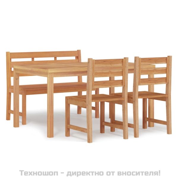 Градински трапезен комплект, 4 части, тиково дърво масив