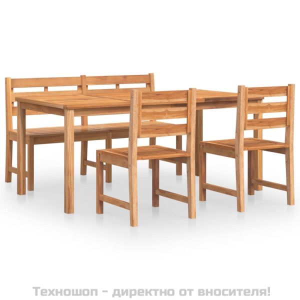 Градински трапезен комплект, 4 части, тиково дърво масив
