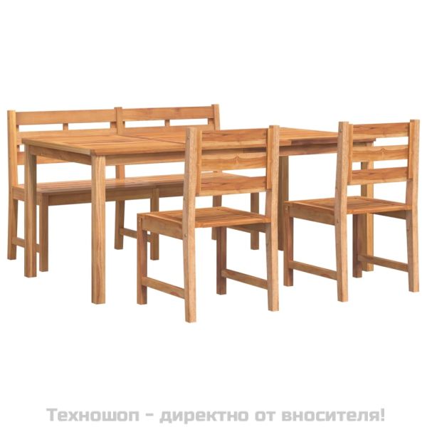 Градински трапезен комплект, 4 части, тиково дърво масив