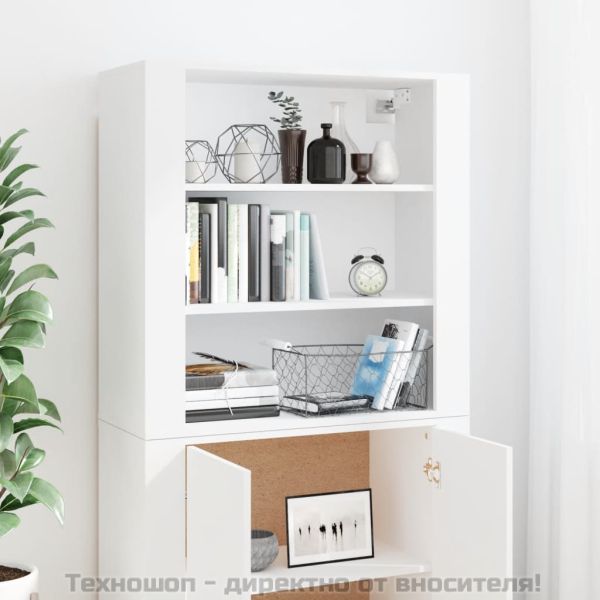 Висок шкаф, бял, инженерно дърво