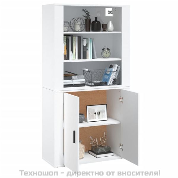 Висок шкаф, бял, инженерно дърво