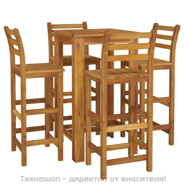 Градински бар комплект от 5 части, акация масив