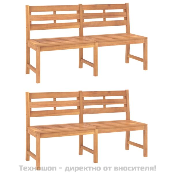 Градински трапезен комплект, 5 части, тиково дърво масив