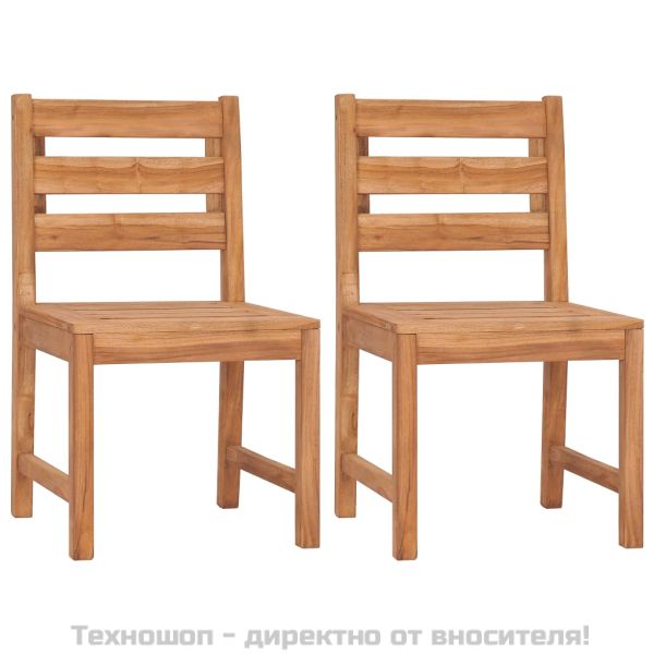 Градински трапезен комплект, 5 части, тиково дърво масив