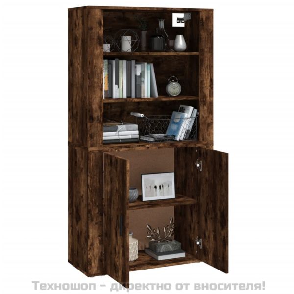 Висок шкаф, опушен дъб, инженерно дърво