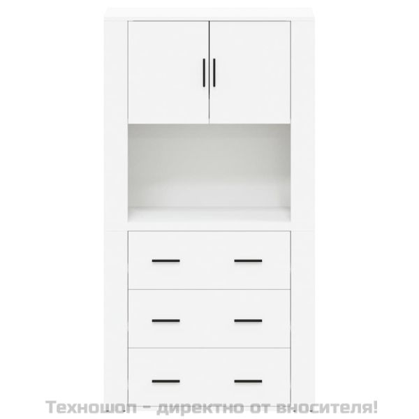 Висок шкаф, бял, инженерно дърво