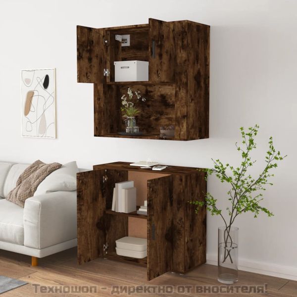 Висок шкаф, опушен дъб, инженерно дърво