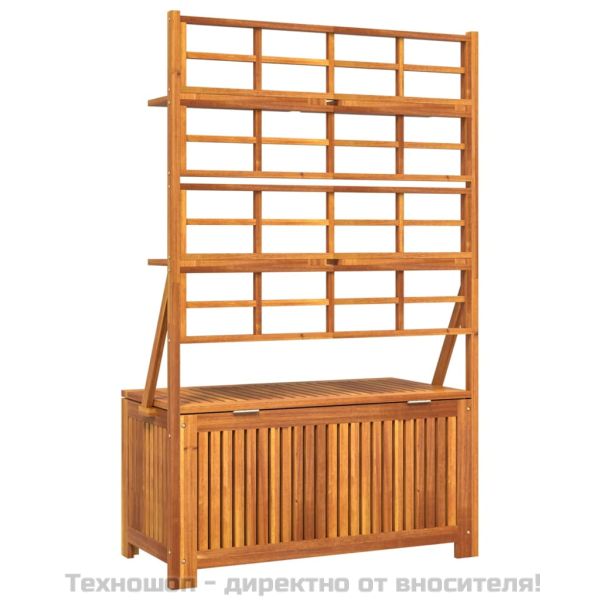 Сандък за съхранение с пергола, 99x50x160 см, акация масив