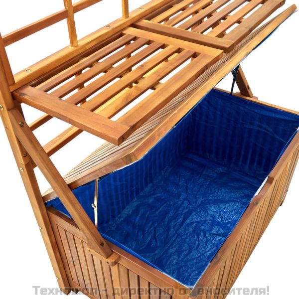 Сандък за съхранение с пергола, 99x50x160 см, акация масив