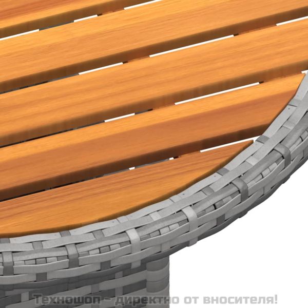 Градинска маса, Ø60x75 см, акациево дърво и полиратан, сива