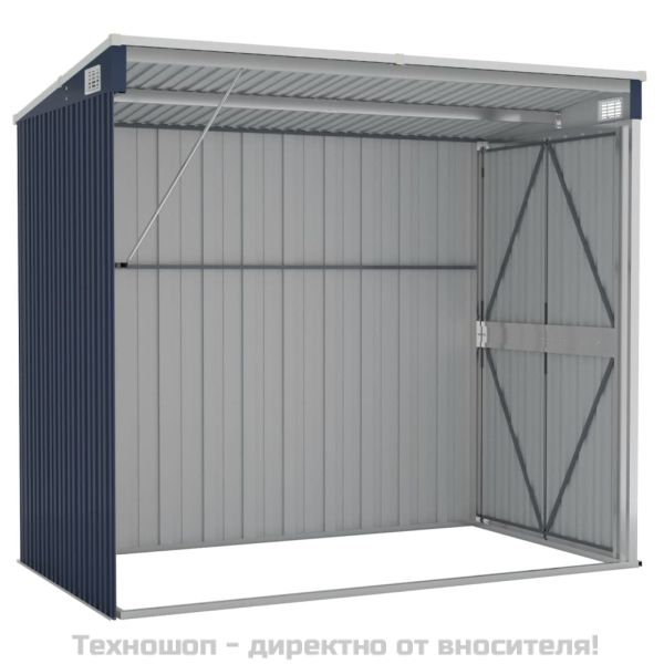 Градинска барака стенен монтаж антрацит 118x194x178 см стомана