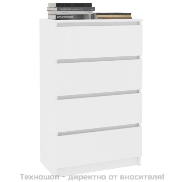 Сайдборд, бял, 60x35x98,5 см, инженерно дърво