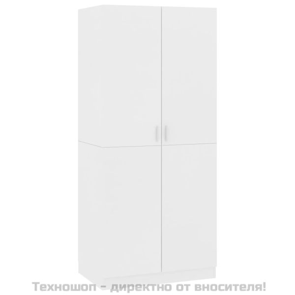 Гардероб, бял, 80x52x180 см, инженерно дърво