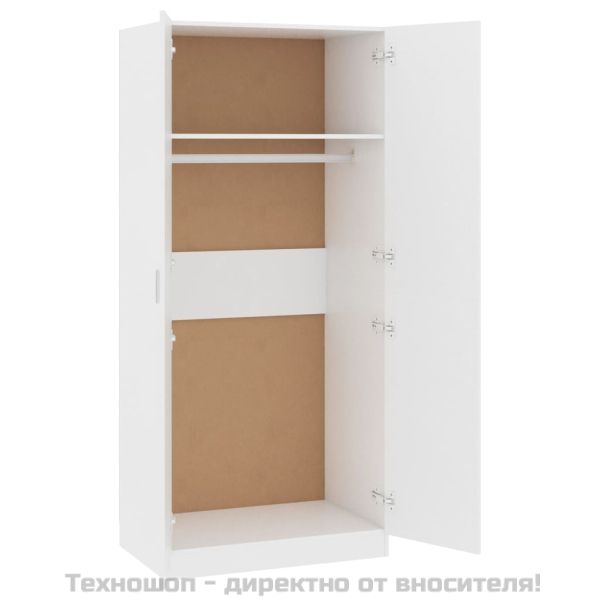 Гардероб, бял, 80x52x180 см, инженерно дърво