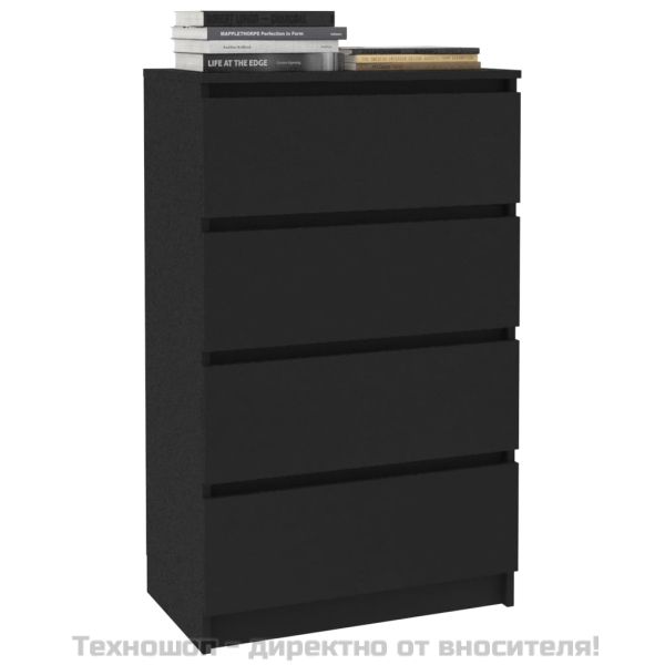 Сайдборд, черен, 60x35x98,5 см, инженерно дърво