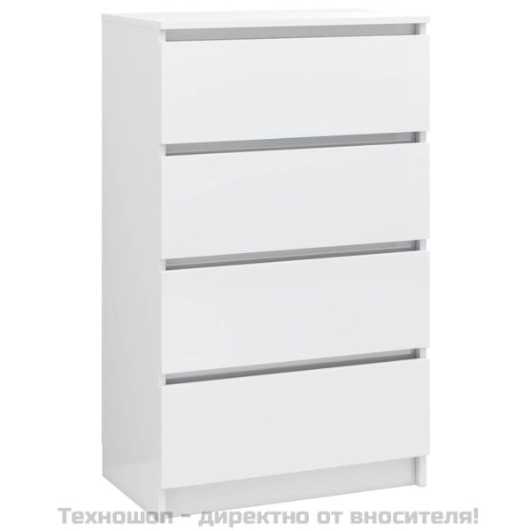 Сайдборд, бял гланц, 60x35x98,5 см, инженерно дърво