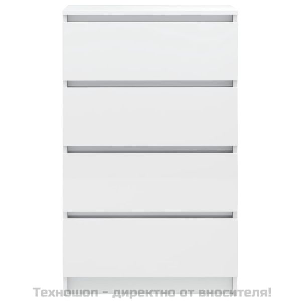 Сайдборд, бял гланц, 60x35x98,5 см, инженерно дърво