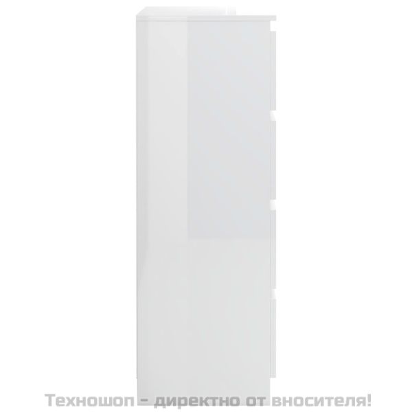 Сайдборд, бял гланц, 60x35x98,5 см, инженерно дърво