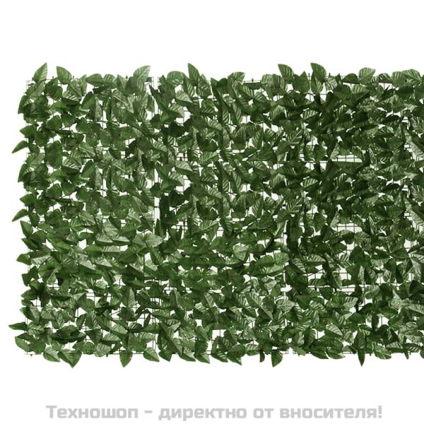 Балконски параван с тъмнозелени листа, 400x100 см