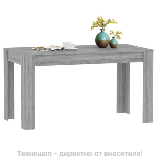 Трапезна маса, сив сонома, 140x74,5x76 см, инженерно дърво