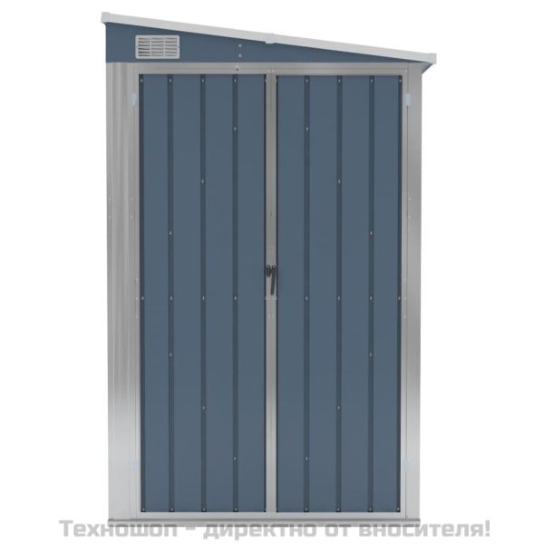 Градинска барака за стенен монтаж сива 118x194x178 см стомана