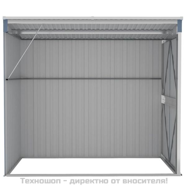 Градинска барака за стенен монтаж сива 118x194x178 см стомана