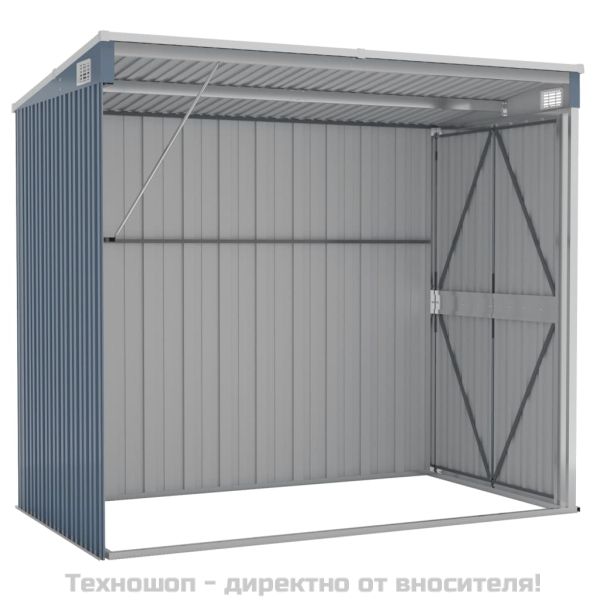 Градинска барака за стенен монтаж сива 118x194x178 см стомана