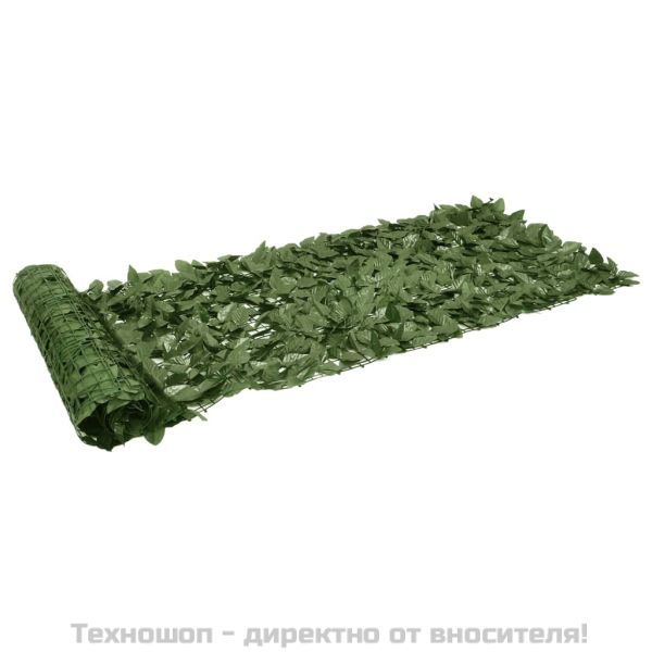 Балконски параван с тъмнозелени листа, 400x75 см