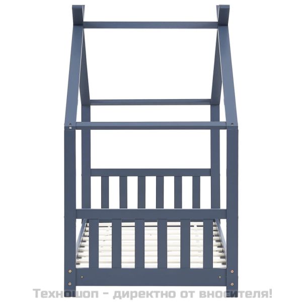 Рамка за детско легло, сива, бор масив, 70x140 см