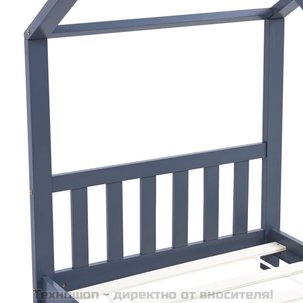 Рамка за детско легло, сива, бор масив, 70x140 см