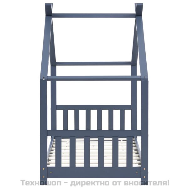 Рамка за детско легло, сива, бор масив, 80x160 см