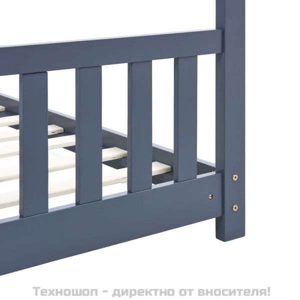 Рамка за детско легло, сива, бор масив, 80x160 см