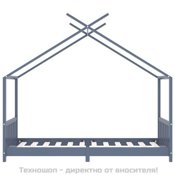 Рамка за детско легло, сива, бор масив, 90х200 см