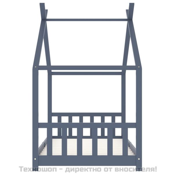 Рамка за детско легло, сива, бор масив, 90х200 см