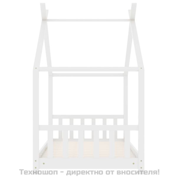 Рамка за детско легло, бяла, бор масив, 70x140 см