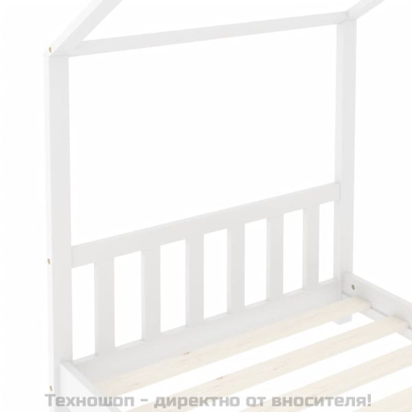 Рамка за детско легло, бяла, бор масив, 70x140 см