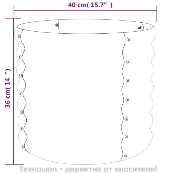 Градински плантер поцинкована стомана 40x40x36см антрацит